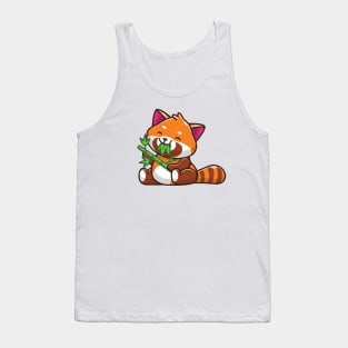 Cute Red Panda Eating Bamboo Cartoon Tank Top